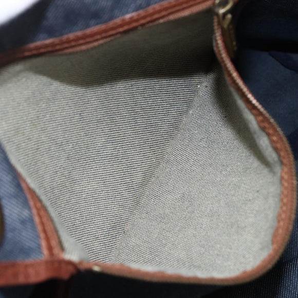 CELINE Paris Macadam Canvas Tote Bag Denim Blue Gold Auth 157771