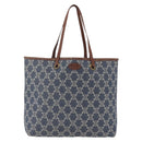 CELINE Paris Macadam Canvas Tote Bag Denim Blue Gold Auth 157771-2