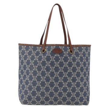 CELINE Paris Macadam Canvas Tote Bag Denim Blue Gold Auth 157771 - 0