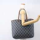 CELINE Paris Macadam Canvas Tote Bag Denim Blue Gold Auth 157771-21