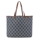 CELINE Paris Macadam Canvas Tote Bag Denim Blue Gold Auth 157771-3