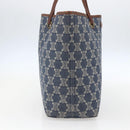 CELINE Paris Macadam Canvas Tote Bag Denim Blue Gold Auth 157771-4