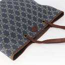 CELINE Paris Macadam Canvas Tote Bag Denim Blue Gold Auth 157771-6