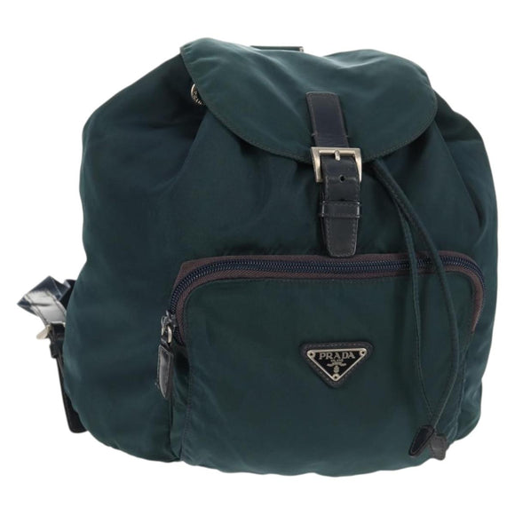 PRADA Backpack Nylon Blue Silver Auth 157773