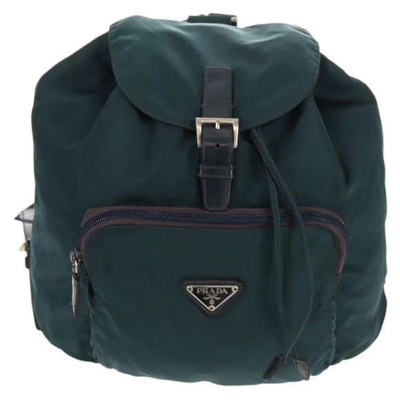 PRADA Backpack Nylon Blue Silver Auth 157773