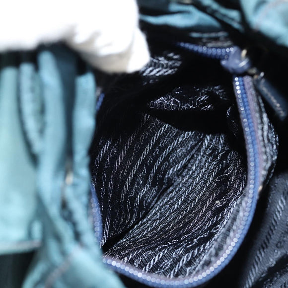 PRADA Backpack Nylon Blue Silver Auth 157773