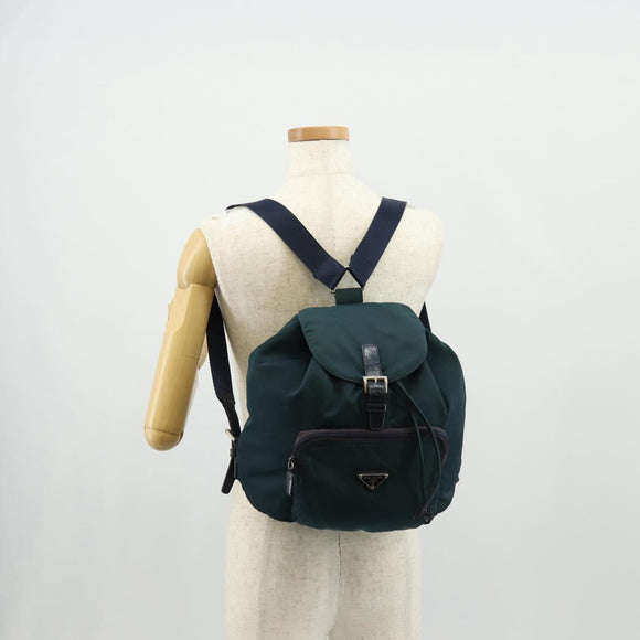 PRADA Backpack Nylon Blue Silver Auth 157773