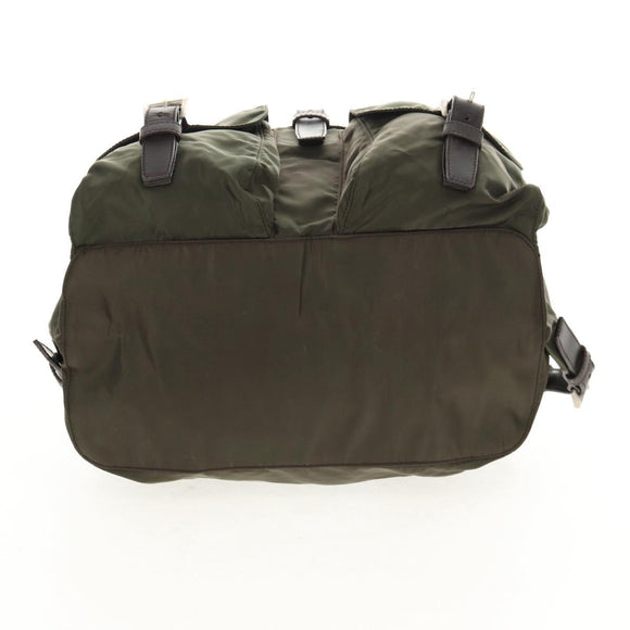PRADA Backpack Nylon Khaki Silver Auth 157774