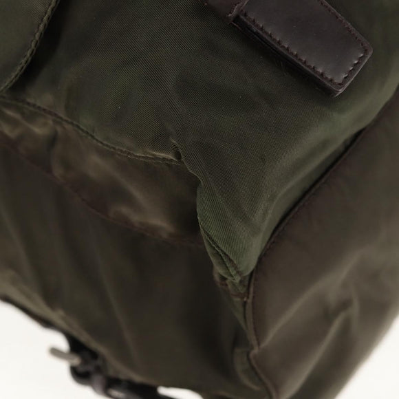 PRADA Backpack Nylon Khaki Silver Auth 157774