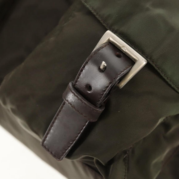 PRADA Backpack Nylon Khaki Silver Auth 157774