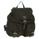 PRADA Backpack Nylon Khaki Silver Auth 157774-1