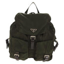 PRADA Backpack Nylon Khaki Silver Auth 157774-13