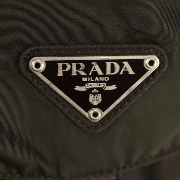 PRADA Backpack Nylon Khaki Silver Auth 157774