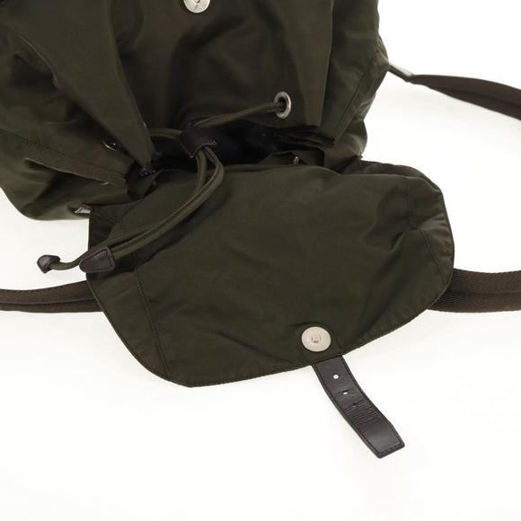 PRADA Backpack Nylon Khaki Silver Auth 157774