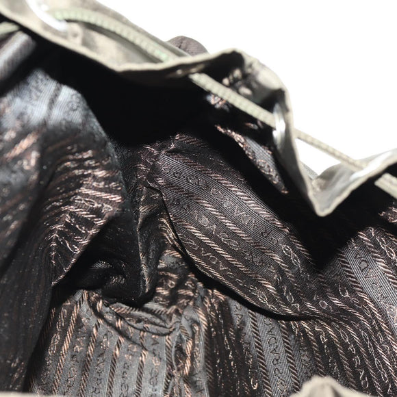 PRADA Backpack Nylon Khaki Silver Auth 157774