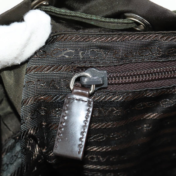 PRADA Backpack Nylon Khaki Silver Auth 157774