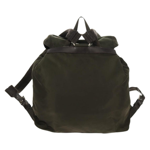 PRADA Backpack Nylon Khaki Silver Auth 157774