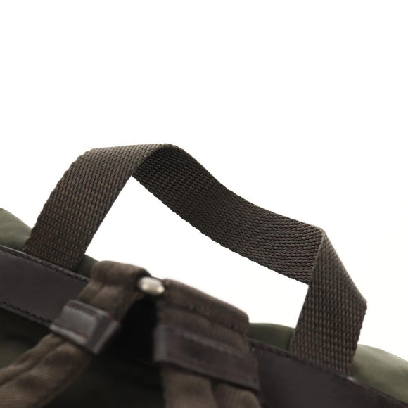 PRADA Backpack Nylon Khaki Silver Auth 157774
