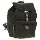 PRADA Backpack Nylon Khaki Silver Auth 157775-1