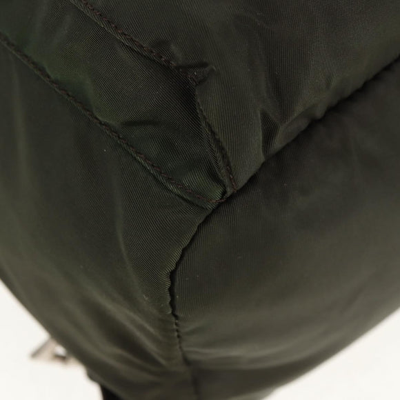 PRADA Backpack Nylon Khaki Silver Auth 157775