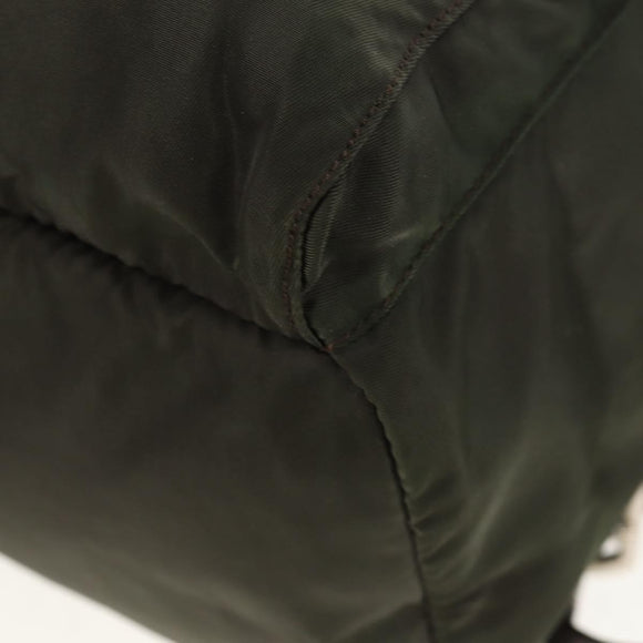 PRADA Backpack Nylon Khaki Silver Auth 157775