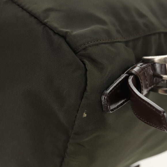 PRADA Backpack Nylon Khaki Silver Auth 157775