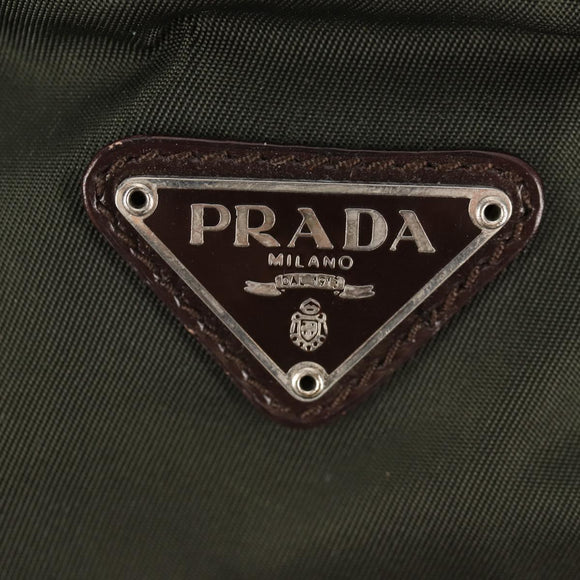 PRADA Backpack Nylon Khaki Silver Auth 157775