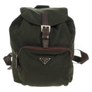PRADA Backpack Nylon Khaki Silver Auth 157775-13