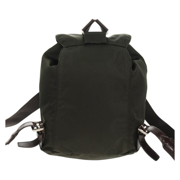 PRADA Backpack Nylon Khaki Silver Auth 157775
