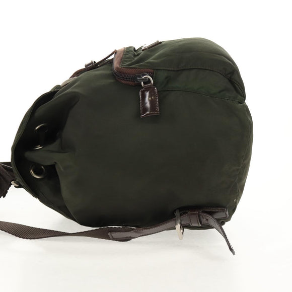 PRADA Backpack Nylon Khaki Silver Auth 157775