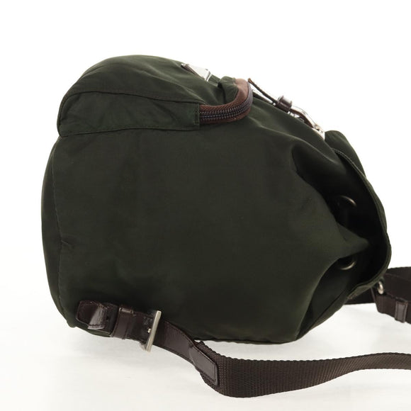 PRADA Backpack Nylon Khaki Silver Auth 157775