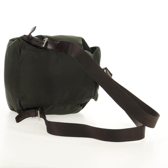 PRADA Backpack Nylon Khaki Silver Auth 157775