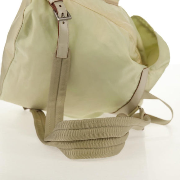 PRADA Backpack Nylon Beige Silver Auth 157776
