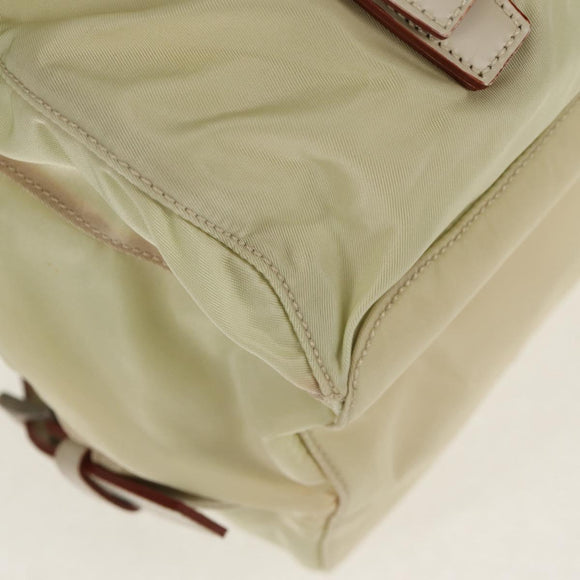 PRADA Backpack Nylon Beige Silver Auth 157776