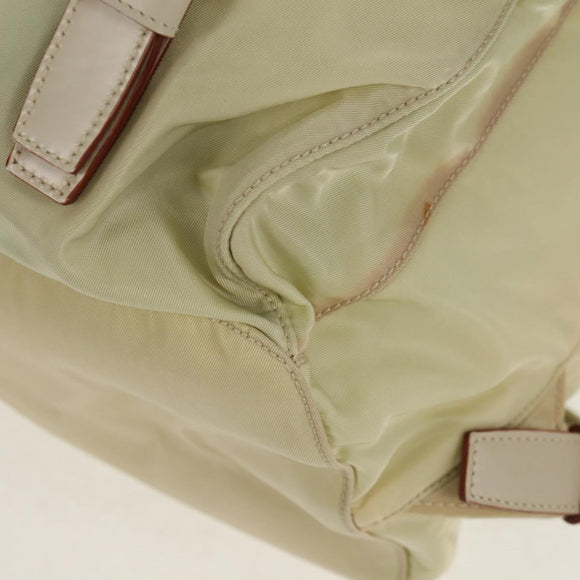 PRADA Backpack Nylon Beige Silver Auth 157776