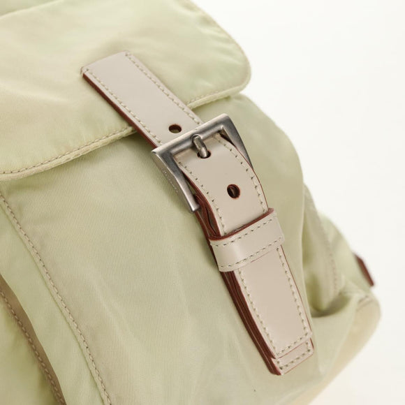 PRADA Backpack Nylon Beige Silver Auth 157776