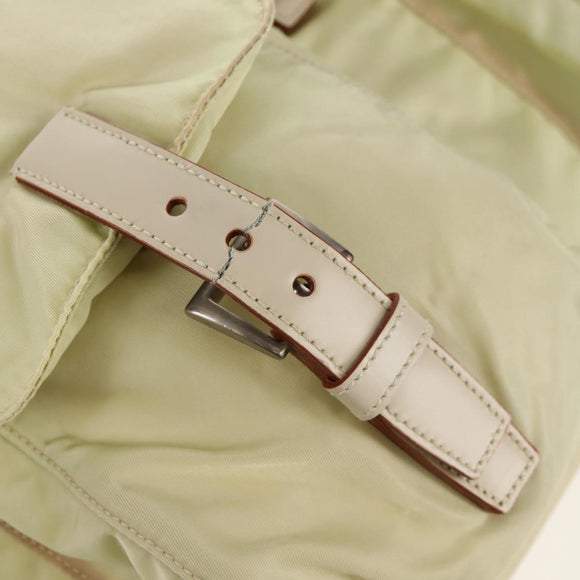 PRADA Backpack Nylon Beige Silver Auth 157776