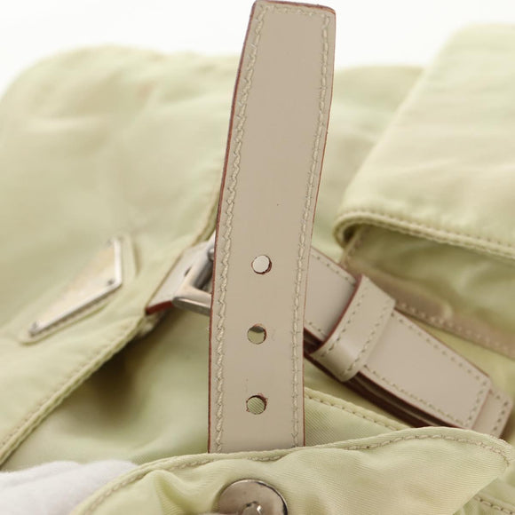 PRADA Backpack Nylon Beige Silver Auth 157776