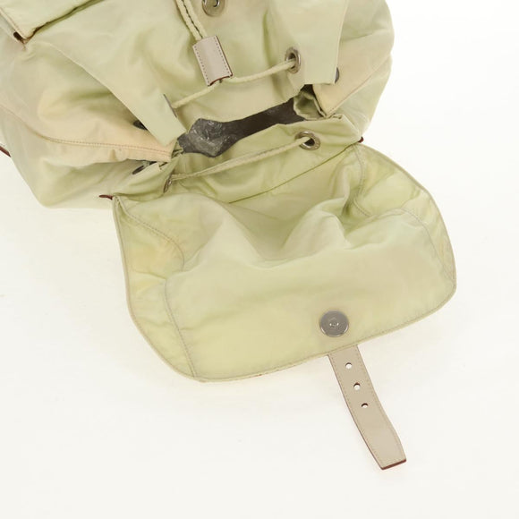 PRADA Backpack Nylon Beige Silver Auth 157776