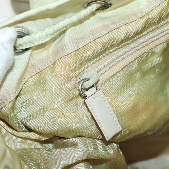 PRADA Backpack Nylon Beige Silver Auth 157776