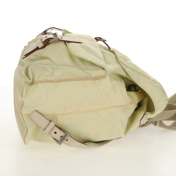 PRADA Backpack Nylon Beige Silver Auth 157776