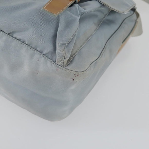 PRADA Shoulder Bag Nylon Blue Silver Auth 157777