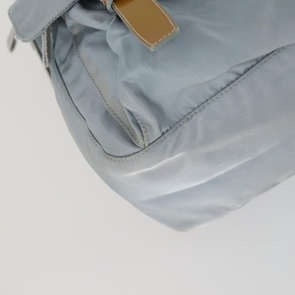 PRADA Shoulder Bag Nylon Blue Silver Auth 157777