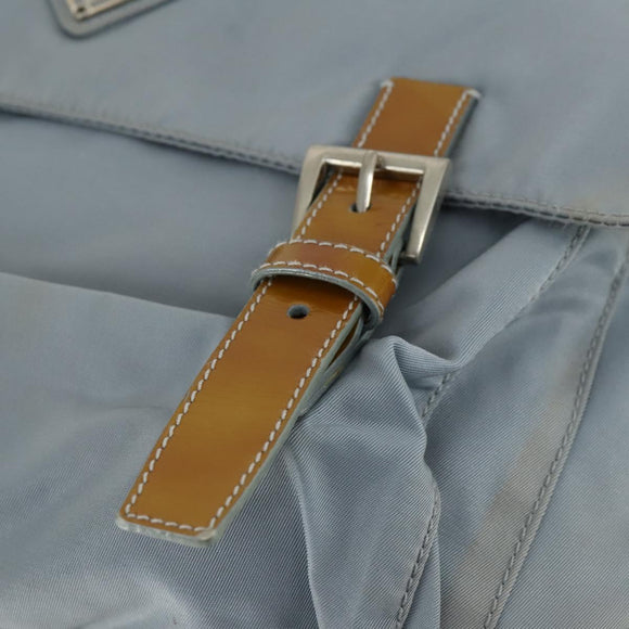 PRADA Shoulder Bag Nylon Blue Silver Auth 157777