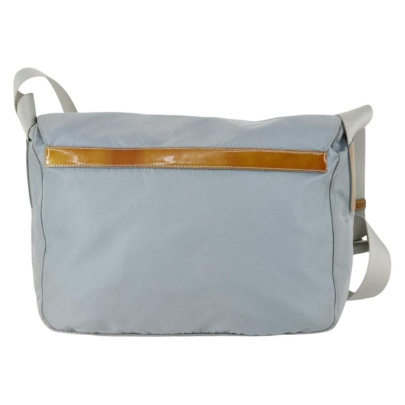 PRADA Shoulder Bag Nylon Blue Silver Auth 157777