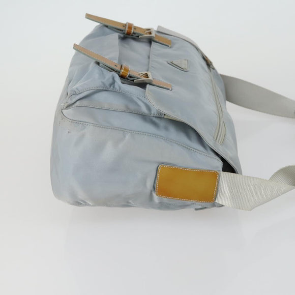 PRADA Shoulder Bag Nylon Blue Silver Auth 157777
