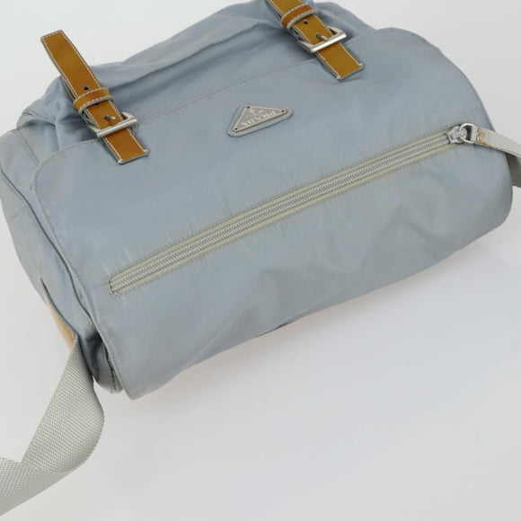 PRADA Shoulder Bag Nylon Blue Silver Auth 157777