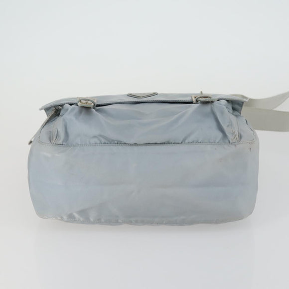 PRADA Shoulder Bag Nylon Blue Silver Auth 157777