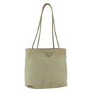 PRADA Tote Bag Nylon Beige Silver Auth 157778-1