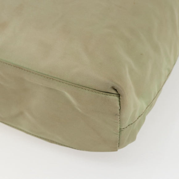 PRADA Tote Bag Nylon Beige Silver Auth 157778